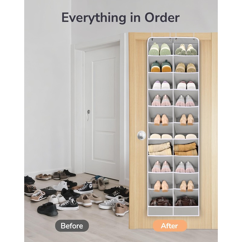 ULG Over The Door Shoe Organizer for Closet Fit 24-32
