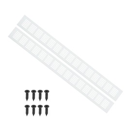 PATIKIL 24 x 2.4 Inch Door Air Vent Cover, 2 Pcs Heavy Duty Aluminum Grille Ventilation Cover Louvered with Mounting Screws for Cabinet Wardrobe Door, Silver