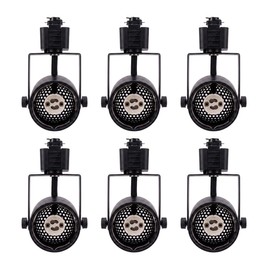 [6 Pack] CLOUDY BAY H Type Track Lighting Heads to Gu10 Base Socket Light Direction Adjustable,Round,Black