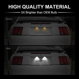 litzland LED License Plate Tag Light Assembly Compatible with Ford Mustang 1994 1995 1996 1997 1998 1999 2000 2001 2002 2003 2004 Canbus Design Erroer Free Super Bright 6000K White Lights, Pack of 2