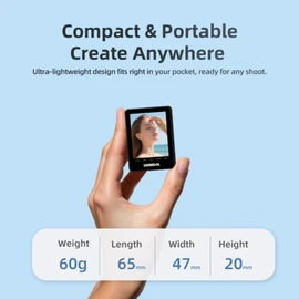 Shimbol CP5 MINI 2 Wireless Vlog Selfie Monitor Screen Compatible with iPhone&Android, 2.4” Screen with Bluetooth Remote, Using Phone Rear Camera for Selfie Vlog No Delay Live Stream (Gray)