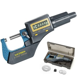 Ueznirn Micrometer Digital 0-25 mm, High Precision Micrometer Digital Micrometer, LCD Micrometer Digital Outside Micrometer with Wall Thickness Attachment, Digital Micrometer 0.001 mm/0.00003 Inches