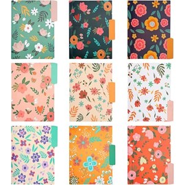 Whonline 27 pcs Decorative File Folders Letter A4 Size, 1/3-Cut Tabs Plastic File Folders for Documents with Colorful Floral Patterns and Erasable Category Labels for Notes Office and School Supplies