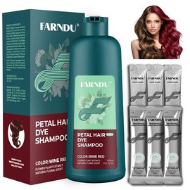 FARNDU New Addtion-Petal Hair dye Shampoo, Herbal Ingredients, Flower & Plant Extracts, Petal Aroma Hair Dye Shampoo 3 in 1 for Gray Hair,  Buy 1 Get 7 - 1 Bottle Hair dye Shampoo 400ml + 6PCS Hair Mask 10ml Travel Size, Great Gift for Choice - Color: Wi