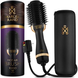 Professional 2 in 1 Volumizing Oval Hair Brush Dryer for Women, 75MM with Hard Travel Case and Premium Gift Box, Black & Gold
