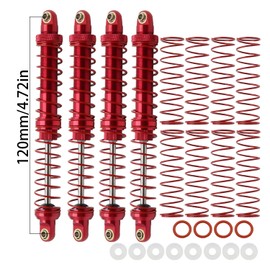 HYBDX Rc Aluminum alloy Shocks- Absorber For 1/10 RC tracked vehicle RC Crawler Car Axial SCX10 AXI03007 RBX10 D90 TRX4 (4.7in, Red)