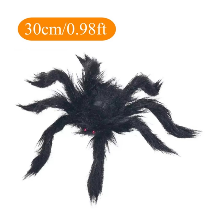 Giant Black Plush Spider for Halloween Decorating – Fuzzy Spider