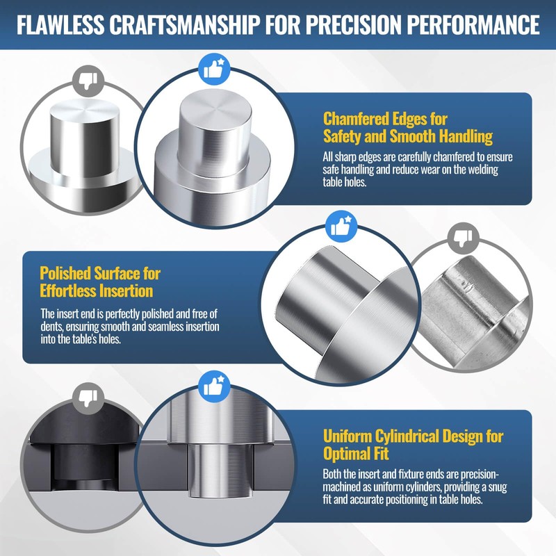 UPVONT Welding Table Fixture Pins – 304 Stainless Steel, 5/8"
