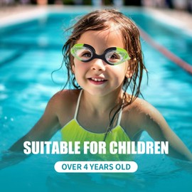 2 Pack Swimming Goggles for Kids 6-14 Years Old, Anti-Fog UV Protection, Leakproof and Waterproof with Quick Adjustment, Clear Vision for Boys and Girls (Sky Blue and Dark Green)