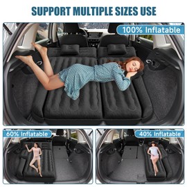 DikaSun Inflatable SUV Air Mattress: Double-Sided Flocking Car Mattresses for Back SUV, Travel Camping SUV Sleeping Bed Mattress with Air Pump 2 Pillows
