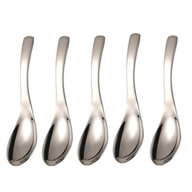 5 PCS Soup Spoon,Stainless Steel Spoon, Mirror Finish Spoons,Kitchen Serving Spoons,Dessert Spoon,Coffee spoon，Ice Cream Spoons for Soup Rice Tea Milk Coffee Dessert(Silver)