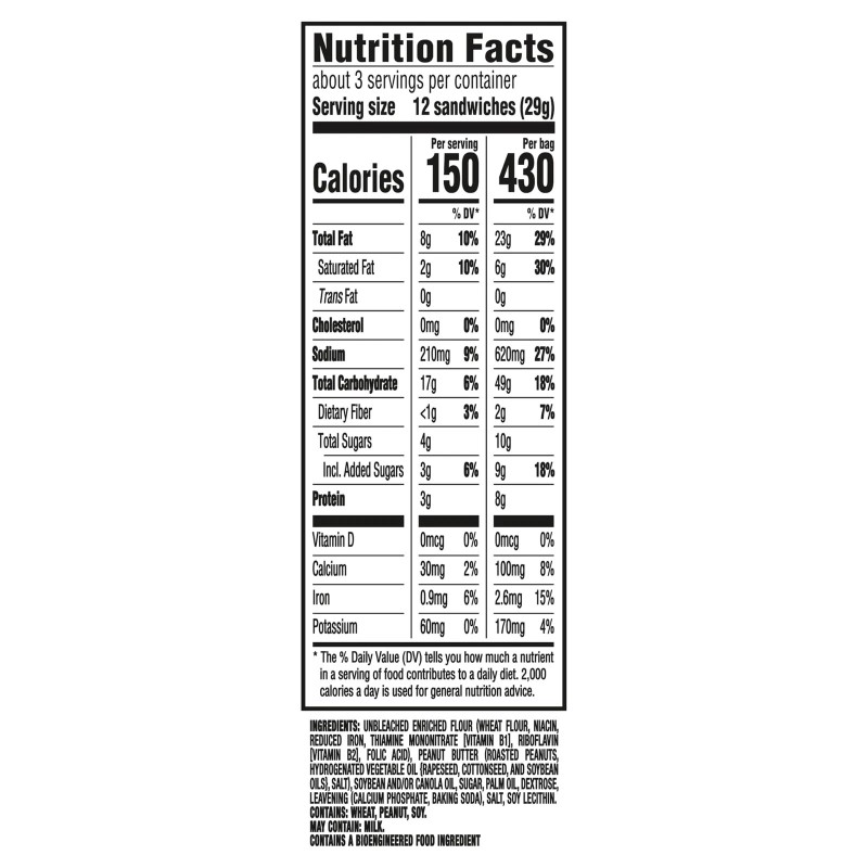 RITZ Bits Peanut Butter Sandwich Crackers 12 Pack 3 Ounce
