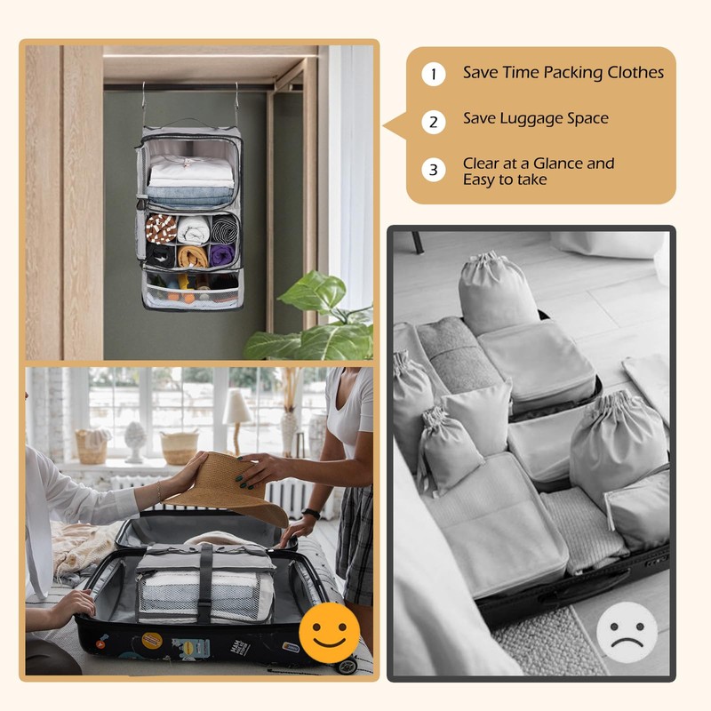 Surblue Hanging Shelves Travel Compression Packing Cube for Carry-on Luggage