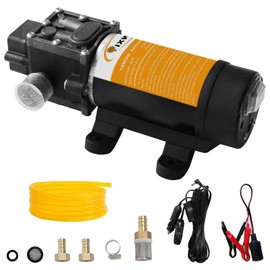 YIXWZAS 12V Heavy Duty Fuel Transfer Pump Set - 120GPH Max Flow - 80W DC Motor Gas/Diesel Transfer Pump with Hose - Black Metal, Stainless Steel - For Trucks Boats Tractors RV Marine Equipment