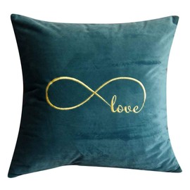 FAVDEC Embroidered Infinity Love Decorative Throw Pillow Cover, Love Pillow Cover 18 Inches x 18 Inches Cover Only