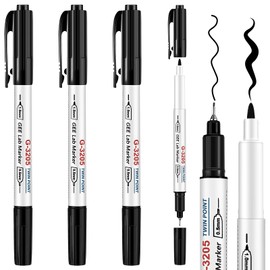 Janlaugh 3 Pcs Alcohol Resistant Laboratory Markers, Black Dual Head Permanent Freezer Pens with 0.5mm Fine Point and 1.0mm Makers Tip, Designed for Industrial, Lab and Hospital Use (Black)