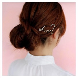 W WEILIRIAN Vintage Cat Hair Clip for Women Hollow Cat Hair Pins Silver Cat Hair Clips Decorative Hair Pin Metal Headpiece for Teenager Girls Gifts (Silver)