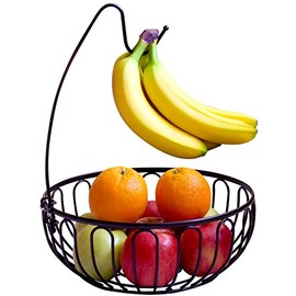DecoBros Wire Fruit Tree Bowl with Banana Hanger, Bronze