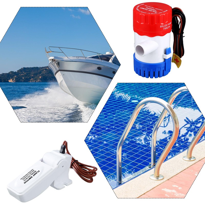 Landhoow Bilge Pump 12V with Float Switch Bilge for Boats