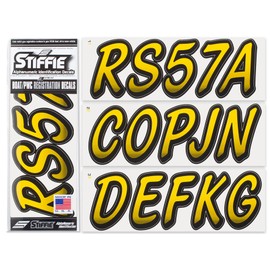 Stiffie Whipline Yellow/Black 3" DOT Decal Kit Registration Numbers Vinyl Lettering Semi Truck Tractor Trailer Decals