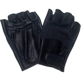 Penguin Ace Japan TH-606 HUSOLID Driving Gloves, Goat Leather, Mesh, Half Finger, Black