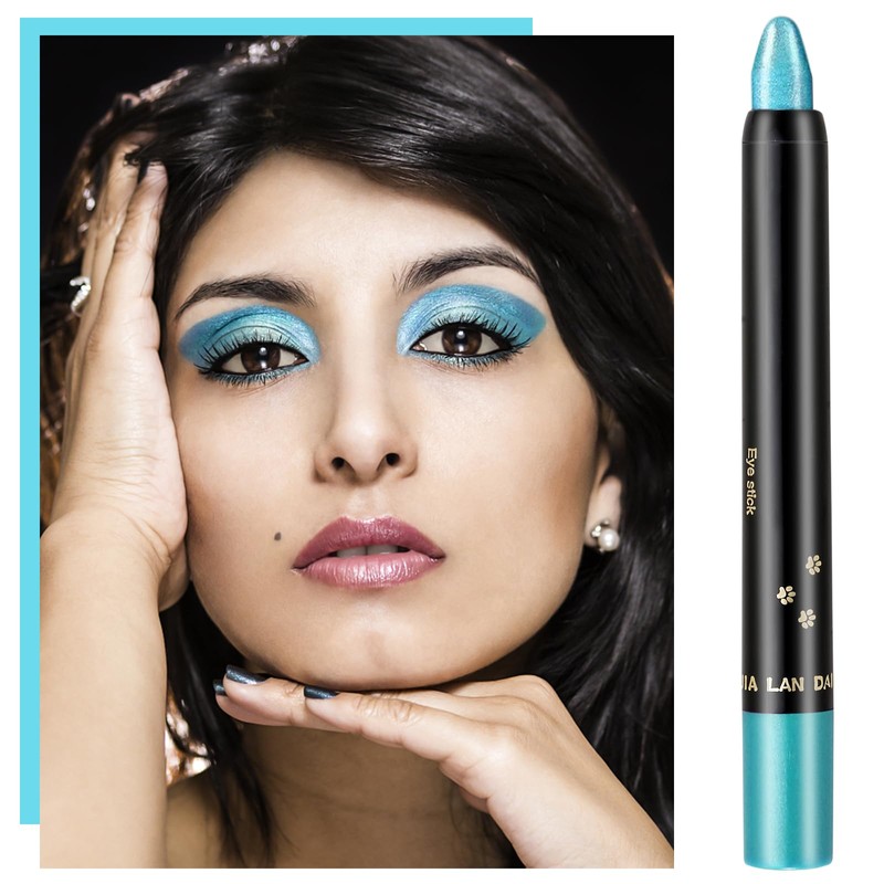 Jutqut Eyeshadow Pen Blue, Shimmer Eyeshadow Eyeliner Stick, Crayon Pearlescent