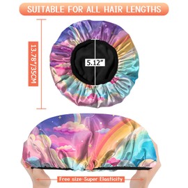 Cabreche Luxury Shower Cap Terry Lined Reusable Triple Layer Waterproof Hair Elastic Caps Shower Bath Hat for Women Girls Cute Aesthetic-Pink Cloud