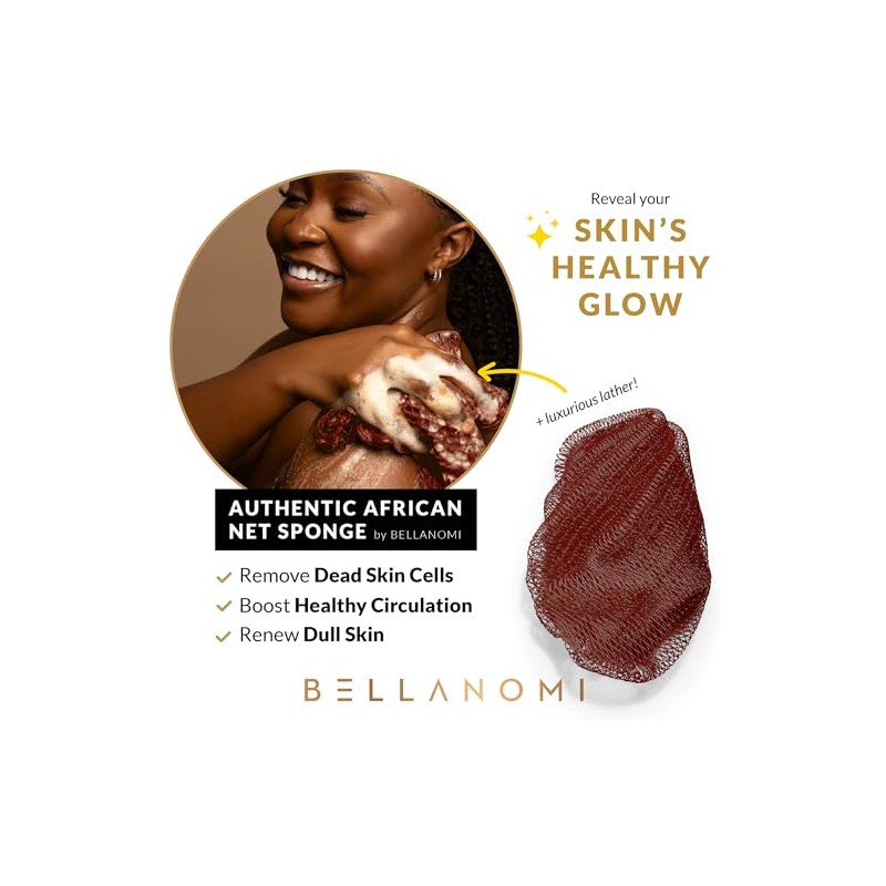Bellanomi Esponja Exfoliante Africana Auténtica Origen Ético Nigeria 114 Largo