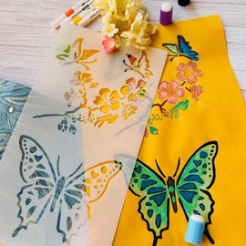 Butterfly Stencils for Painting, 8PCS 11.8x6.3” Large Butterfly Stencils Set, Plastic Reusable Butterfly Drawing Templates for Home Decor, Large Stencils for Painting on Wood, Furniture, Wall and more