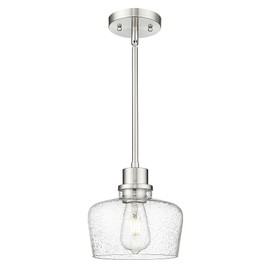 Emak 8 Inch Pendant Lights Kitchen Island, Modern Brushed Nickel Pendant Light Fixtures with Seeded Glass Shade, 1 Light Hanging Light for Kitchen Island, Dining Room, Bathroom, Bedroom, PL122-BN