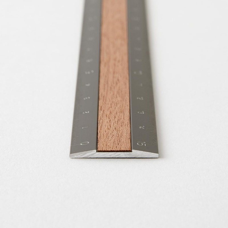 Midori 42304006 Ruler, Aluminum & Wood, 5.9 inches (15 cm),