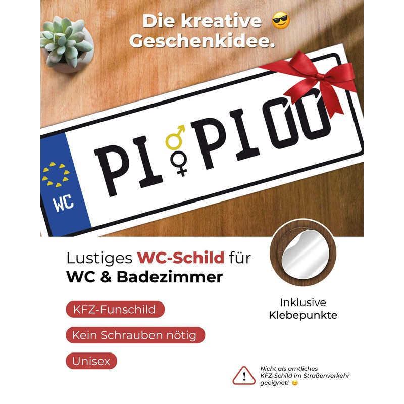 Toilet Sign "PiPi" Unisex Number Plate
