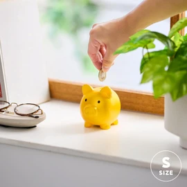 Piggy Bank, Cute, Unbreakable [Cute Pig Piggy Bank for Interior Decoration] Miscellaneous Goods 500 Yen Coins Money Bank (Gold) (Gold, S)