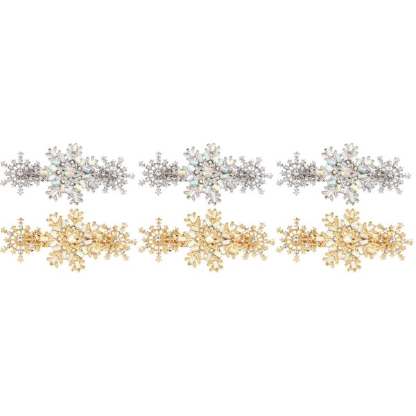 LALAFINA 6pcs Rhinestone Snowflake Hairpins Decorative Hair Accessories for Festivals