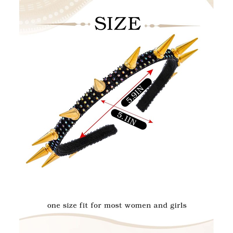 Maeaccx Gold Spiked Headband for Women, Punk Gothic Headwear, Spiky