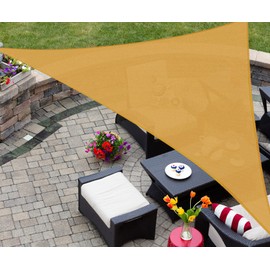AsterOutdoor Sun Shade Sail Triangle 16' x 16' x 16' UV Block Canopy for Patio Backyard Lawn Garden Outdoor Activities, Sand