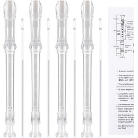 SANNIX 4 Pack Recorder Instrument 8 Hole German Style Soprano Recorder for Beginner Recorder With Cleaning Rod School Student Music Instrument (Clear White)