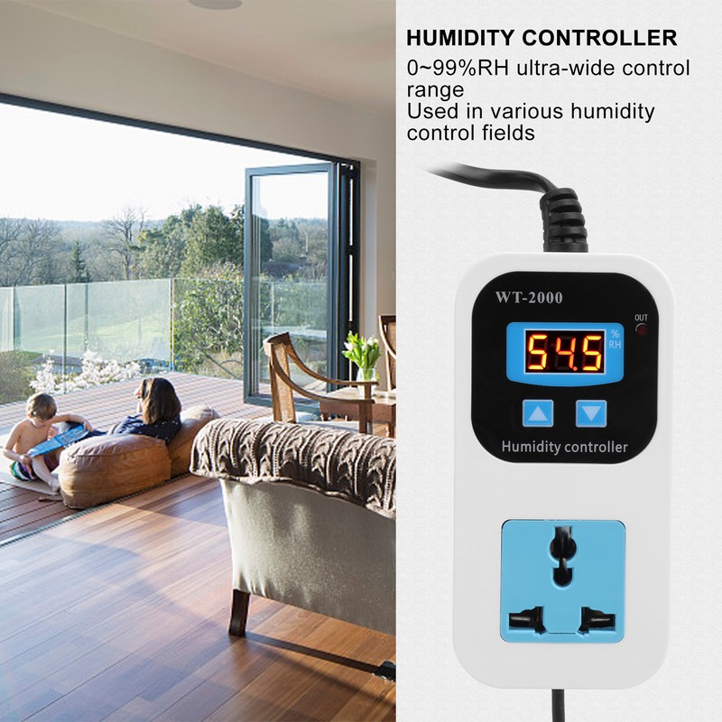 Digital Humidity Controller Humidify Dehumidification Switch Socket 0%~99%RH WT2000
