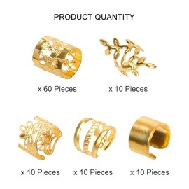 100 PCS Gold Dreadlock Beads Hair Jewelry Braids Accessories for Goddess Locs Crochet Passion Twist Hair Rings Soft Metal Adjustable Braiding Cuffs (1
