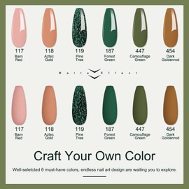 Lavender Violets 12Pcs Dip Powder Nail Kit Starter - 6 Colors Nude Pink Brown Jade Green Dipping Powder Liquid Set with Base & Top Coat Activator for Dips Manicure M207