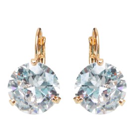 Navachi 18k Gold Plated Crystal Clear Zircon Round Az1425h Leverback Hoop Earrings