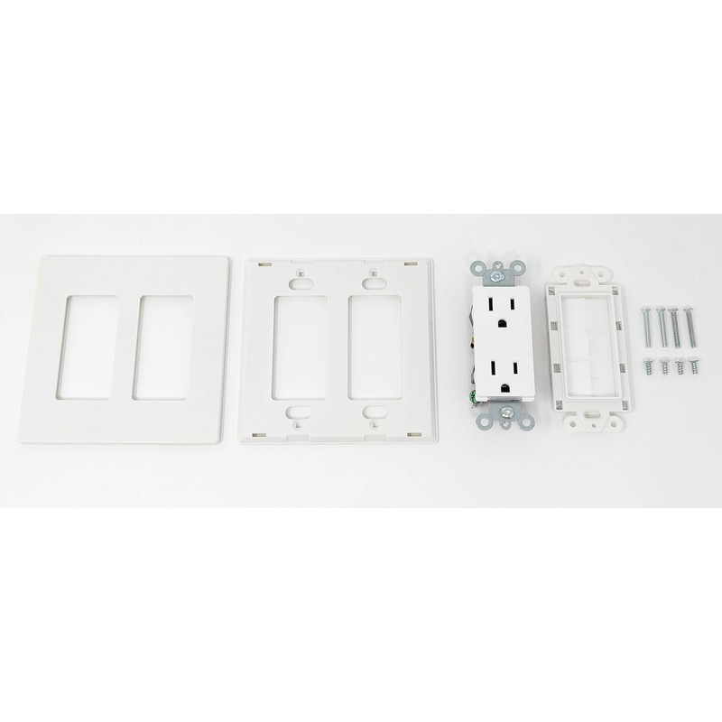 RiteAV - 2 Gang 15A Outlet Mesh-Brush Screwless Decorative Wall