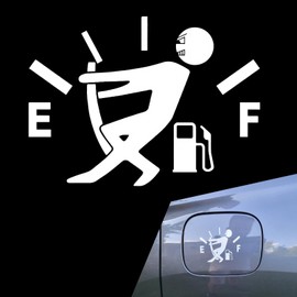 MOXRUQ Funny Fuel Tank Stickers, Vinyl Gas Tank Decal, Reflective Fuel Lid Decals, Self-Adhesive Fuel Gauge Empty Stickers, Auto Fuel Tank Cover Sticker, Universal Funny Signs Decal for Cars (White)