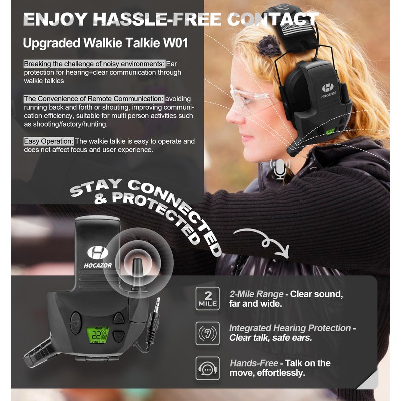 Hocazor W01 Walkie Talkies Compatible with Walker's Razor Slim Electronic