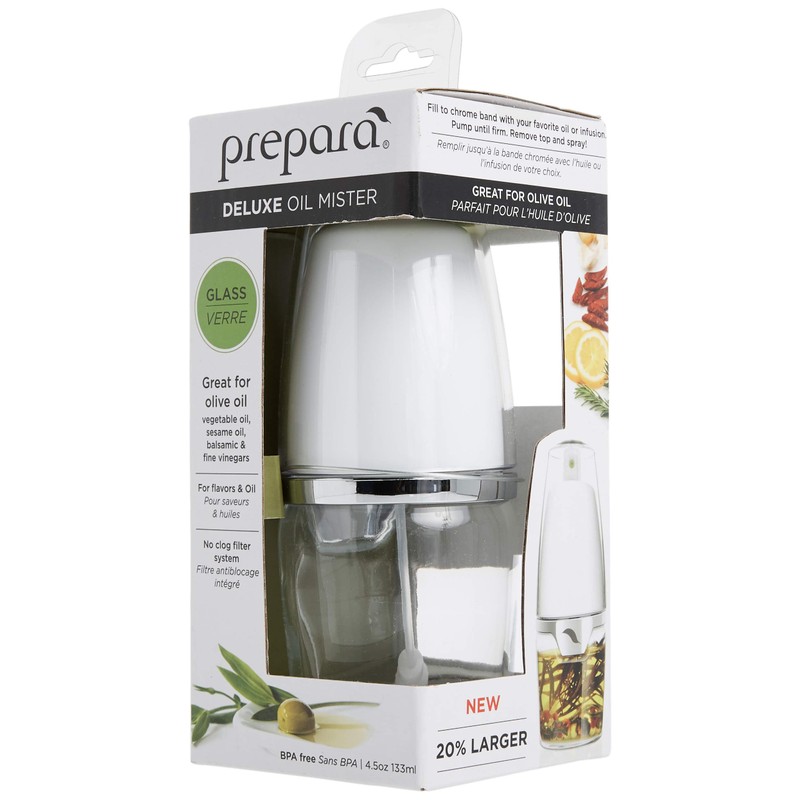 Prepara Deluxe Oil Mister, Chrome Band, White/Chrome