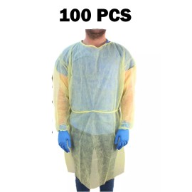 Ever Ready First Aid Disposable Isolation Gown with Elastic Wrists 10-1000 PACK - 100PCS