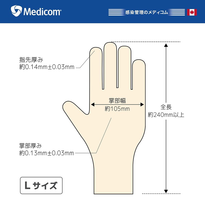 [メディコムジャパン] 使い捨て手袋 業務用 グローバル エックス ラテックスグローブ パウダーフリー Lサイズ 100枚入 滑り止め