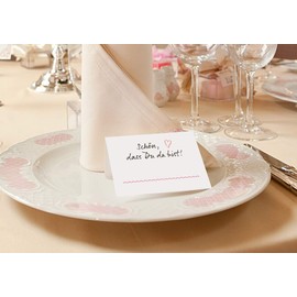 50 Elegant Premium Place Cards - 18 Designs to Choose From - Place Cards 300 mg - 5.5 x 8.5 cm (One Side) - Name Cards for Wedding Celebration Christening Communion (with Red Heart)