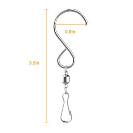Alamic Swivel Hooks Clips for Hanging Wind Spinners Wind Chimes Hanging Plants Crystal Twisters Pots Birdcage Party Ornaments Hooks - Pack of 6
