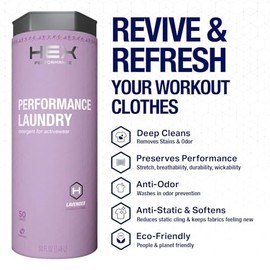 HEX Performance Laundry Detergent, Lavender, 100 Loads (Pack of 2) - Designed for Activewear, Eco-Friendly, Concentrated Formula